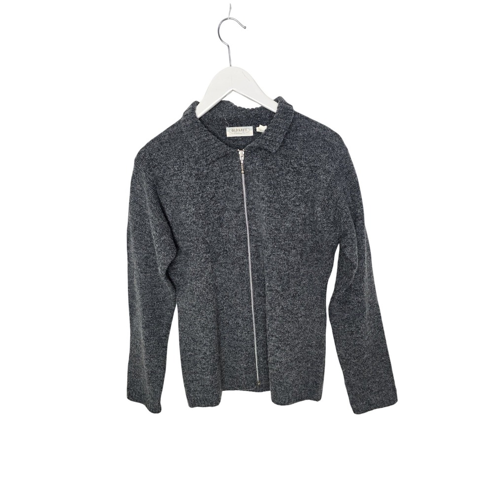 Old Navy VTG Womens Y2K Wool Blend Zip Up Cardigan Sweater Large 90s Clean Girl